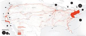 Map of Amtrak ridership and destinations