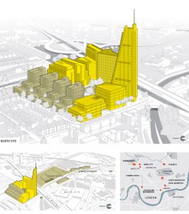 Isometric map of White City Campus in London