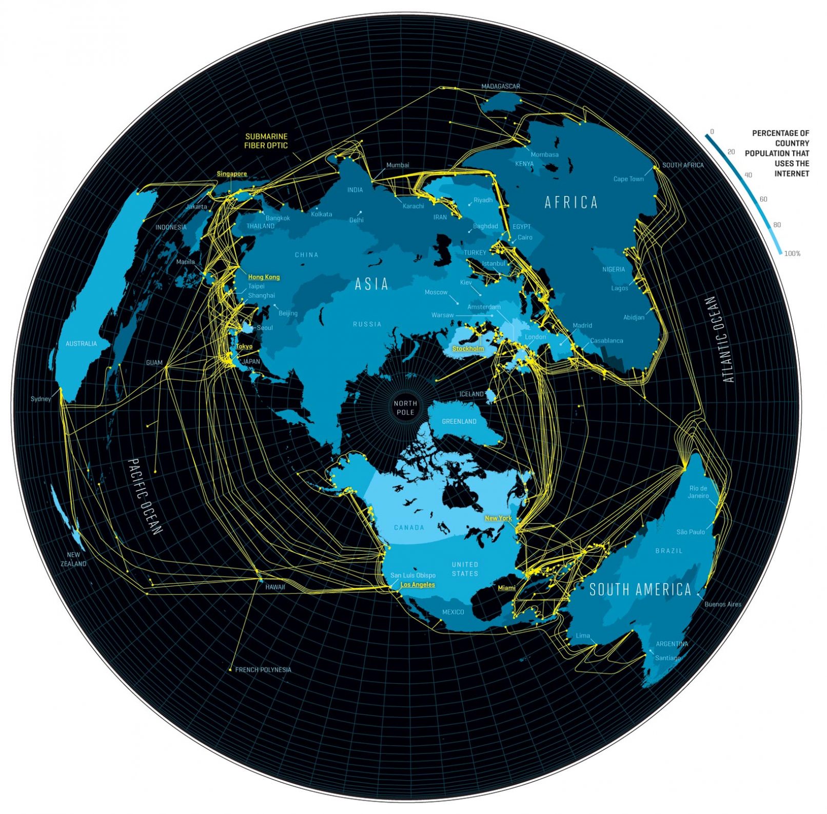 Global map of internet cables