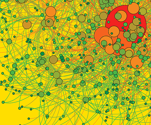 Data visualization shows the human disease network (diseasome)