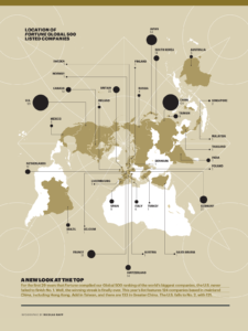 Map shows location of Fortune's Global 500 companies